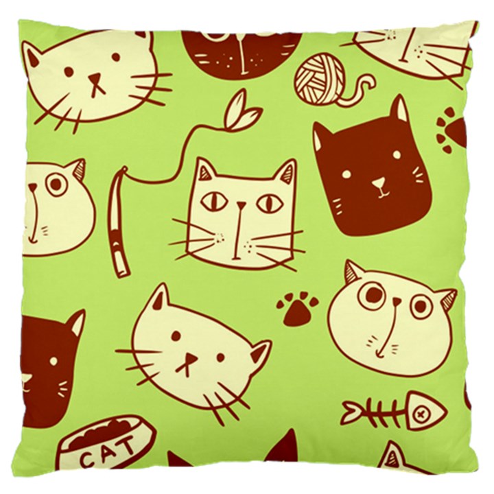 Cute Hand Drawn Cat Seamless Pattern Large Cushion Case (One Side)