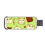 Cute Hand Drawn Cat Seamless Pattern Portable USB Flash (Two Sides) Front