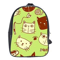 Cute Hand Drawn Cat Seamless Pattern School Bag (xl) by Vaneshart