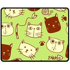 Cute Hand Drawn Cat Seamless Pattern Double Sided Fleece Blanket (medium)  by Vaneshart