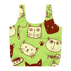 Cute Hand Drawn Cat Seamless Pattern Full Print Recycle Bag (l) by Vaneshart