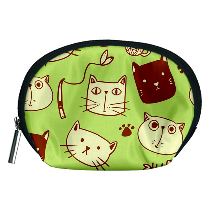 Cute Hand Drawn Cat Seamless Pattern Accessory Pouch (Medium)