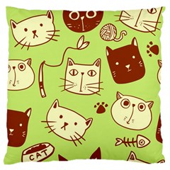 Cute Hand Drawn Cat Seamless Pattern Standard Flano Cushion Case (two Sides) by Vaneshart