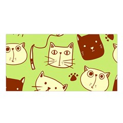 Cute Hand Drawn Cat Seamless Pattern Satin Shawl by Vaneshart