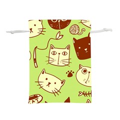 Cute Hand Drawn Cat Seamless Pattern Lightweight Drawstring Pouch (m)