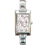 Cute Cat Chef Cooking Seamless Pattern Cartoon Rectangle Italian Charm Watch Front