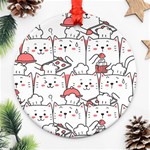 Cute Cat Chef Cooking Seamless Pattern Cartoon Ornament (Round) Front