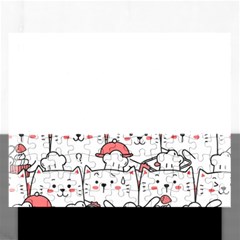 Cute Cat Chef Cooking Seamless Pattern Cartoon Rectangular Jigsaw Puzzl by Vaneshart