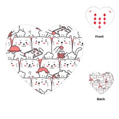 Cute Cat Chef Cooking Seamless Pattern Cartoon Playing Cards Single Design (heart) by Vaneshart