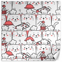 Cute Cat Chef Cooking Seamless Pattern Cartoon Canvas 12  X 12  by Vaneshart