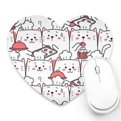 Cute Cat Chef Cooking Seamless Pattern Cartoon Heart Mousepads by Vaneshart