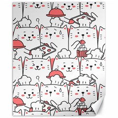 Cute Cat Chef Cooking Seamless Pattern Cartoon Canvas 11  X 14  by Vaneshart