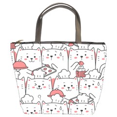 Cute Cat Chef Cooking Seamless Pattern Cartoon Bucket Bag by Vaneshart