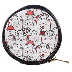 Cute Cat Chef Cooking Seamless Pattern Cartoon Mini Makeup Bag by Vaneshart