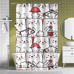 Cute Cat Chef Cooking Seamless Pattern Cartoon Shower Curtain 48  X 72  (small)  by Vaneshart