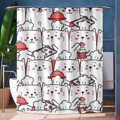 Cute Cat Chef Cooking Seamless Pattern Cartoon Shower Curtain 60  X 72  (medium)  by Vaneshart