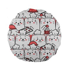 Cute Cat Chef Cooking Seamless Pattern Cartoon Standard 15  Premium Round Cushions by Vaneshart