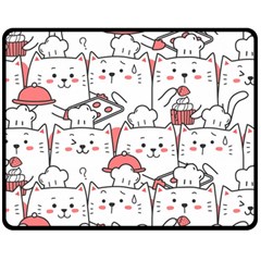 Cute Cat Chef Cooking Seamless Pattern Cartoon Double Sided Fleece Blanket (medium)  by Vaneshart