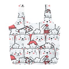 Cute Cat Chef Cooking Seamless Pattern Cartoon Full Print Recycle Bag (l) by Vaneshart