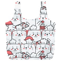 Cute Cat Chef Cooking Seamless Pattern Cartoon Full Print Recycle Bag (xl) by Vaneshart