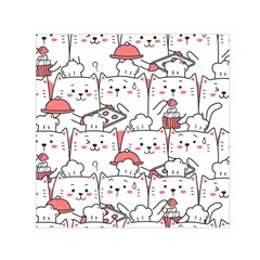 Cute Cat Chef Cooking Seamless Pattern Cartoon Small Satin Scarf (square) by Vaneshart