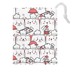 Cute Cat Chef Cooking Seamless Pattern Cartoon Drawstring Pouch (4xl) by Vaneshart