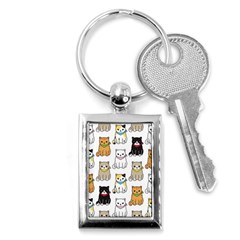 Cat Kitten Seamless Pattern Key Chain (rectangle) by Vaneshart