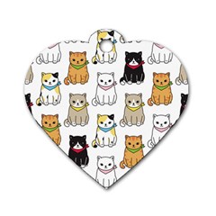 Cat Kitten Seamless Pattern Dog Tag Heart (one Side) by Vaneshart