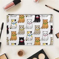 Cat Kitten Seamless Pattern Cosmetic Bag (large) by Vaneshart