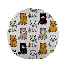 Cat Kitten Seamless Pattern Standard 15  Premium Round Cushions by Vaneshart