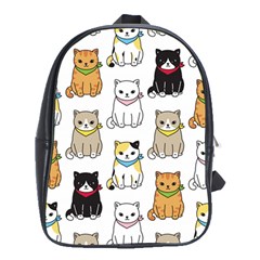 Cat Kitten Seamless Pattern School Bag (xl) by Vaneshart