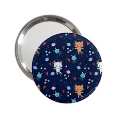 Cute Astronaut Cat With Star Galaxy Elements Seamless Pattern 2 25  Handbag Mirrors by Vaneshart