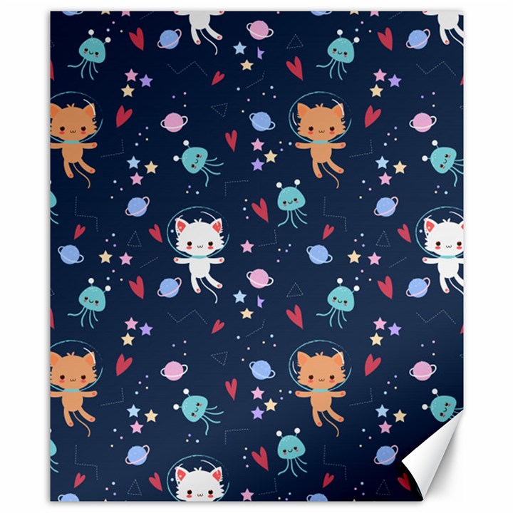 Cute Astronaut Cat With Star Galaxy Elements Seamless Pattern Canvas 8  x 10 