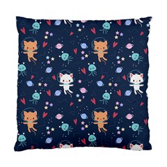 Cute Astronaut Cat With Star Galaxy Elements Seamless Pattern Standard Cushion Case (one Side)