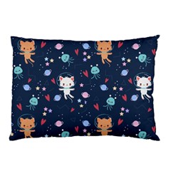 Cute Astronaut Cat With Star Galaxy Elements Seamless Pattern Pillow Case by Vaneshart