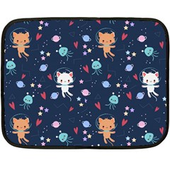 Cute Astronaut Cat With Star Galaxy Elements Seamless Pattern Fleece Blanket (mini) by Vaneshart