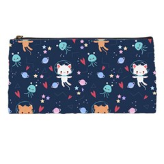 Cute Astronaut Cat With Star Galaxy Elements Seamless Pattern Pencil Cases by Vaneshart