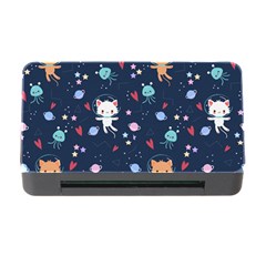 Cute Astronaut Cat With Star Galaxy Elements Seamless Pattern Memory Card Reader With Cf by Vaneshart