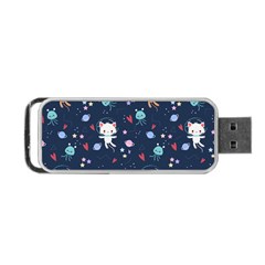 Cute Astronaut Cat With Star Galaxy Elements Seamless Pattern Portable Usb Flash (two Sides) by Vaneshart