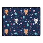 Cute Astronaut Cat With Star Galaxy Elements Seamless Pattern Double Sided Fleece Blanket (Small)  45 x34  Blanket Back