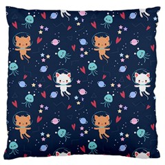 Cute Astronaut Cat With Star Galaxy Elements Seamless Pattern Standard Flano Cushion Case (one Side) by Vaneshart