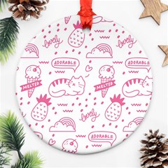 Cute Girly Seamless Pattern Ornament (round) by Vaneshart