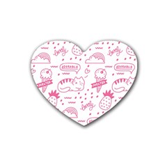 Cute Girly Seamless Pattern Rubber Coaster (heart)  by Vaneshart