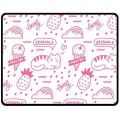 Cute Girly Seamless Pattern Fleece Blanket (medium)  by Vaneshart