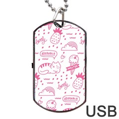 Cute Girly Seamless Pattern Dog Tag Usb Flash (one Side) by Vaneshart