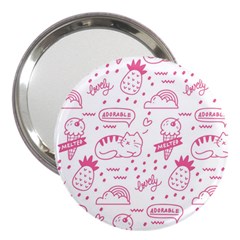 Cute Girly Seamless Pattern 3  Handbag Mirrors by Vaneshart