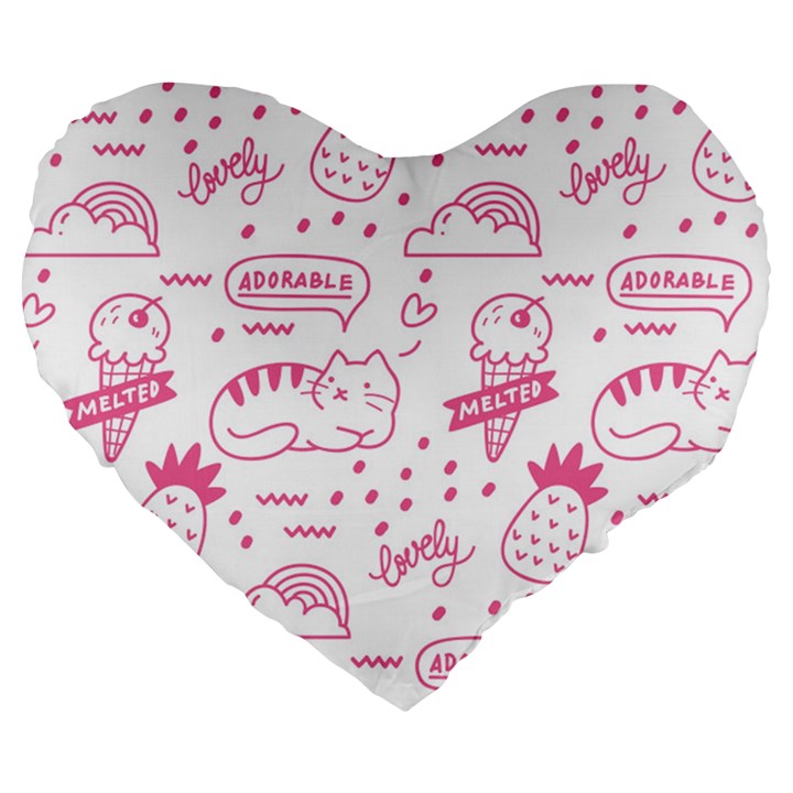 Cute Girly Seamless Pattern Large 19  Premium Heart Shape Cushions