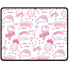 Cute Girly Seamless Pattern Double Sided Fleece Blanket (medium)  by Vaneshart