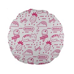 Cute Girly Seamless Pattern Standard 15  Premium Flano Round Cushions by Vaneshart