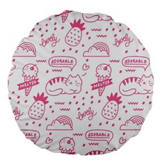 Cute Girly Seamless Pattern Large 18  Premium Flano Round Cushions by Vaneshart